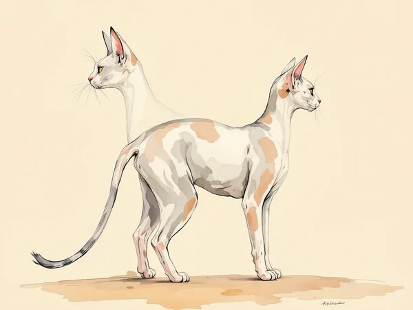 Donskoy breed illustration in naturalist style