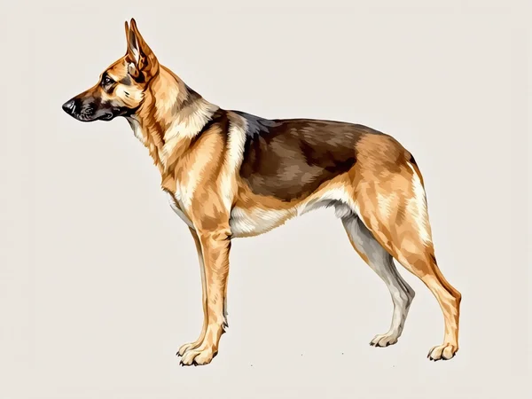 Dutch Shepherd breed illustration in naturalist style