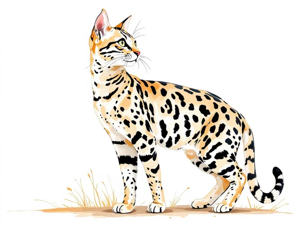 Egyptian Mau breed illustration in naturalist style