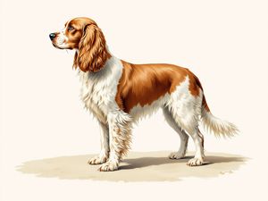 English Cocker Spaniel breed illustration in naturalist style