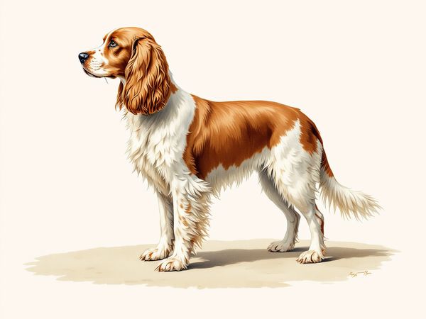 English Cocker Spaniel breed illustration in naturalist style