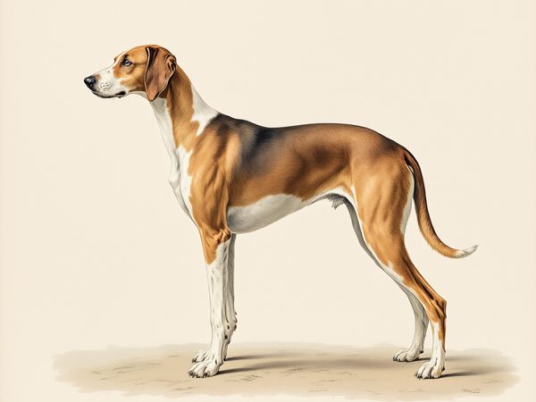 English Foxhound breed illustration in naturalist style