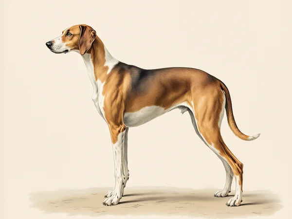 English Foxhound breed illustration in naturalist style