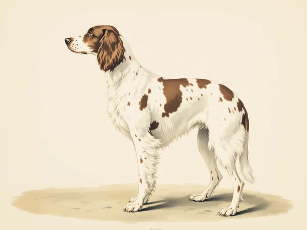 English Setter breed illustration in naturalist style