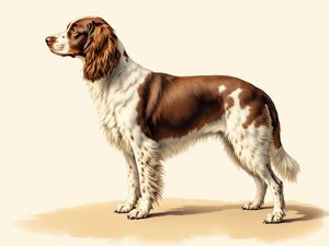 English Springer Spaniel breed illustration in naturalist style