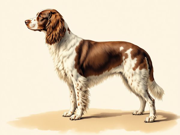 English Springer Spaniel breed illustration in naturalist style