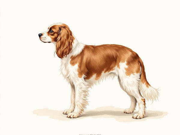 English Toy Spaniel breed illustration in naturalist style