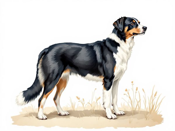 Entlebucher Mountain Dog breed illustration in naturalist style