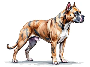 Exotic Bully breed illustration in naturalist style