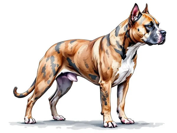Exotic Bully breed illustration in naturalist style