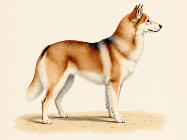 Finnish Lapphund breed illustration in naturalist style
