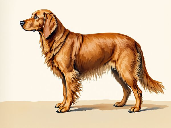 Flat-Coated Retriever breed illustration in naturalist style