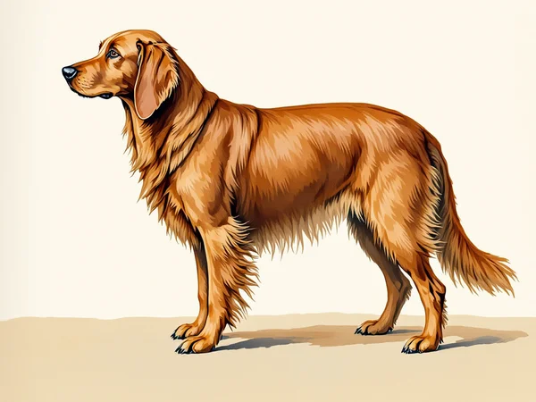Flat-Coated Retriever breed illustration in naturalist style