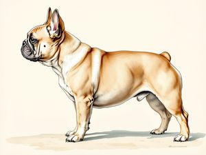 French Bulldog breed illustration in naturalist style
