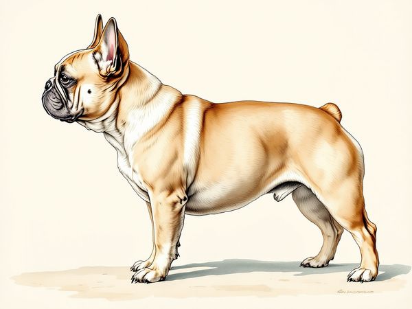 French Bulldog breed illustration in naturalist style