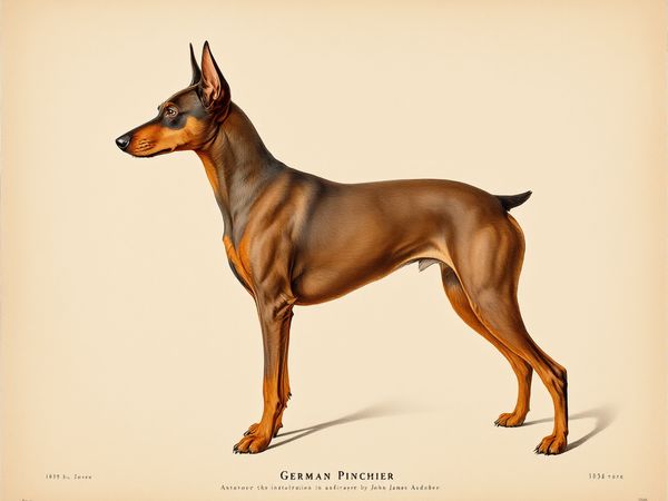 German Pinscher breed illustration in naturalist style