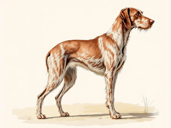 German Wirehaired Pointer breed illustration in naturalist style