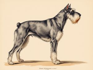 Giant Schnauzer breed illustration in naturalist style