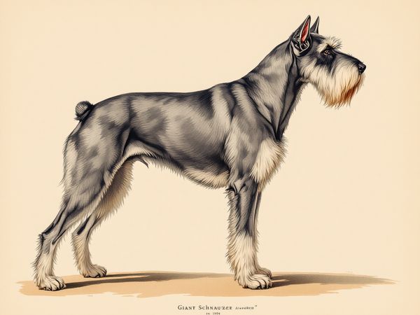 Giant Schnauzer breed illustration in naturalist style
