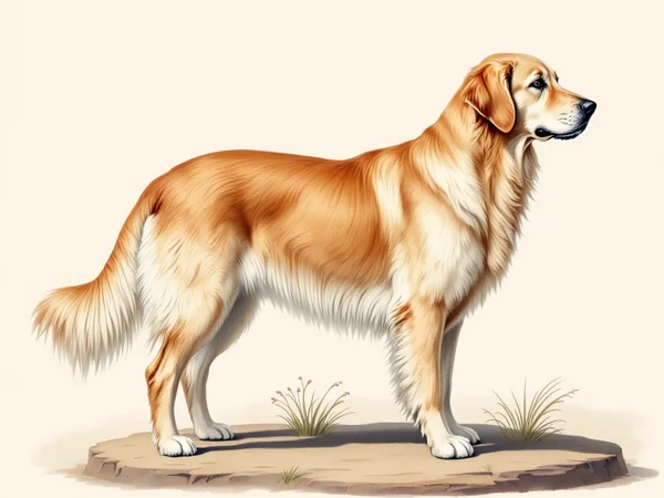 Golden Retriever breed illustration in naturalist style