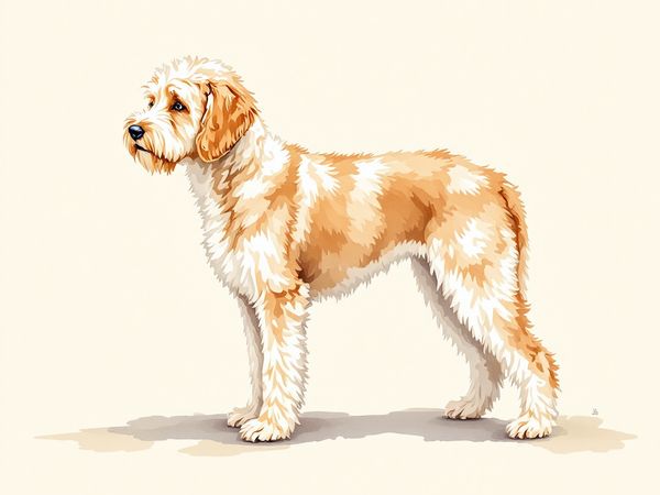 Goldendoodle breed illustration in naturalist style