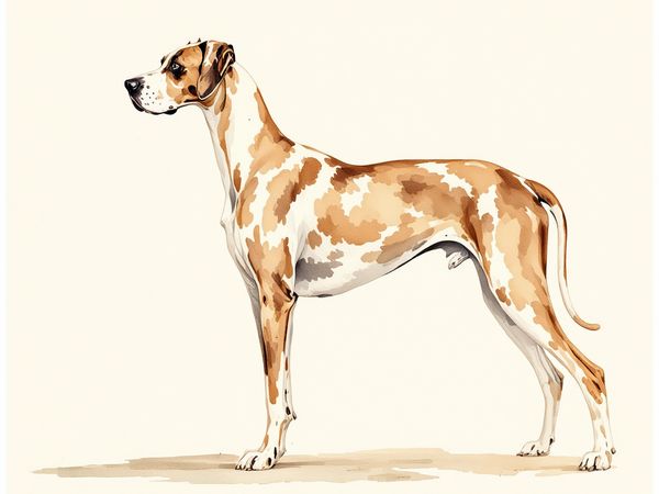 Great Dane breed illustration in naturalist style