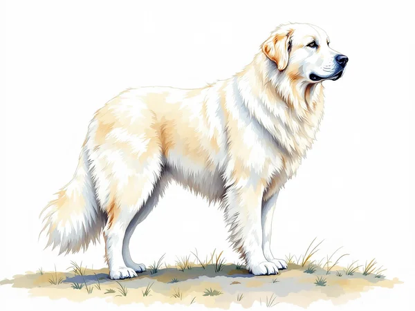 Great Pyrenees breed illustration in naturalist style