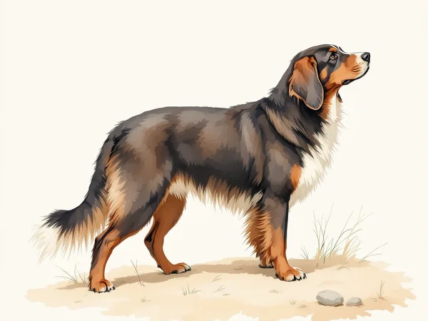 Greater Swiss Mountain Dog breed illustration in naturalist style