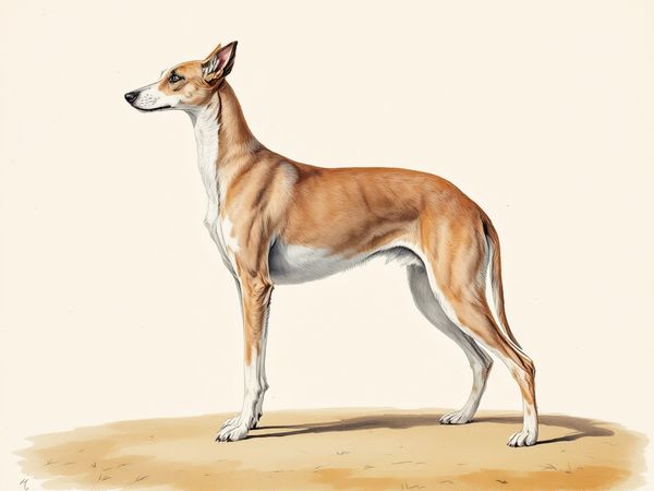 Harrier breed illustration in naturalist style