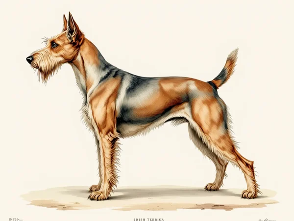 Irish Terrier breed illustration in naturalist style