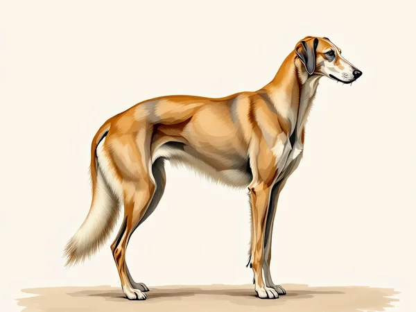Irish Wolfhound breed illustration in naturalist style