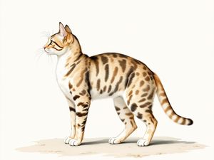 Japanese Bobtail breed illustration in naturalist style