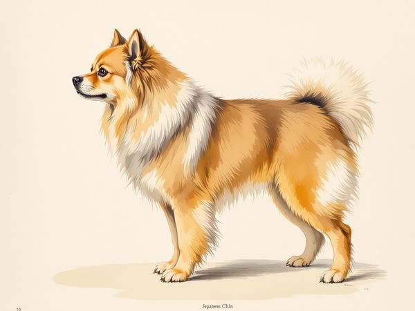 Japanese Chin breed illustration in naturalist style