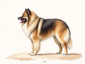 Keeshond breed illustration in naturalist style