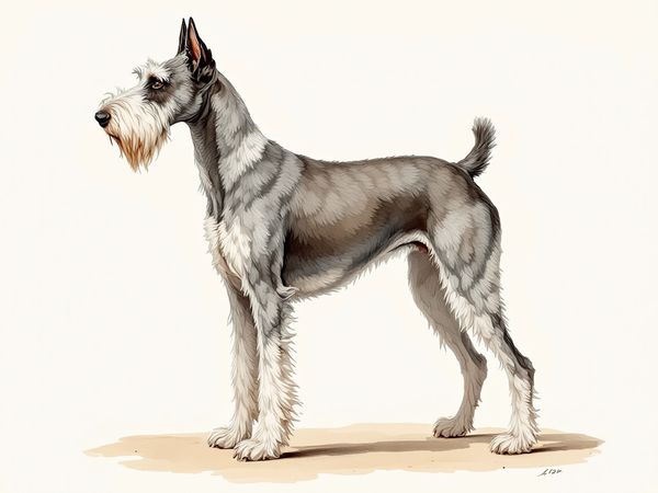 Kerry Blue Terrier breed illustration in naturalist style
