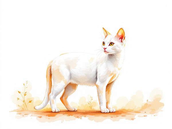 Khao Manee breed illustration in naturalist style