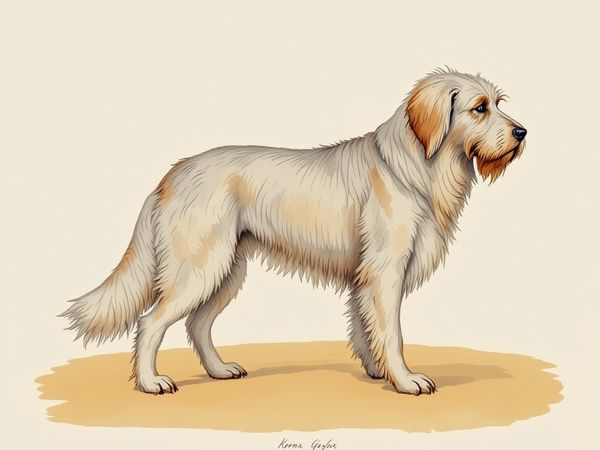 Komondor breed illustration in naturalist style