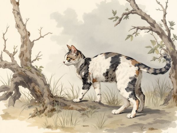 Korat breed illustration in naturalist style