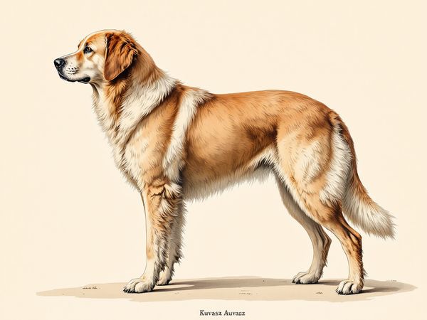 Kuvasz breed illustration in naturalist style