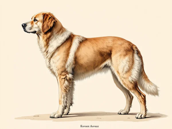 Kuvasz breed illustration in naturalist style