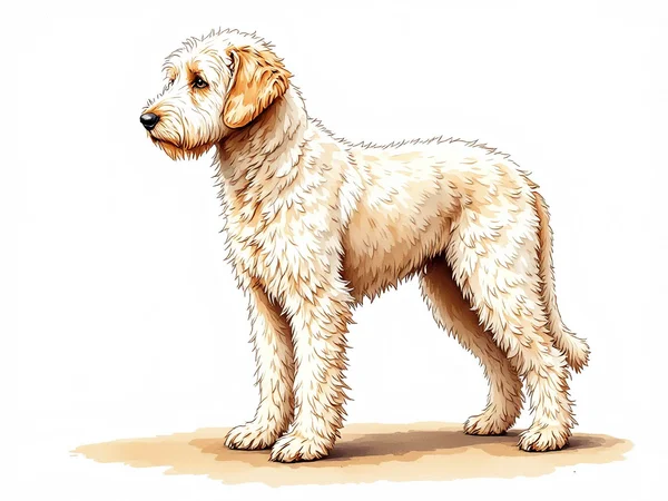 Labradoodle breed illustration in naturalist style
