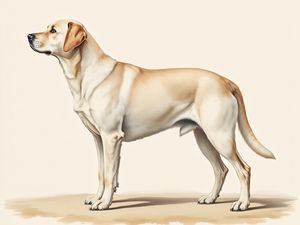 Labrador Retriever breed illustration in naturalist style