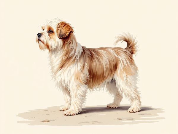 Lhasa Apso breed illustration in naturalist style