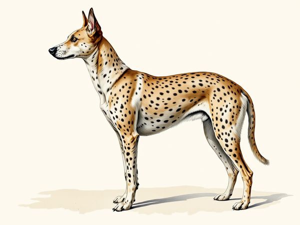 Louisiana Catahoula Leopard Dog breed illustration in naturalist style