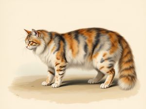 Maine Coon breed illustration in naturalist style