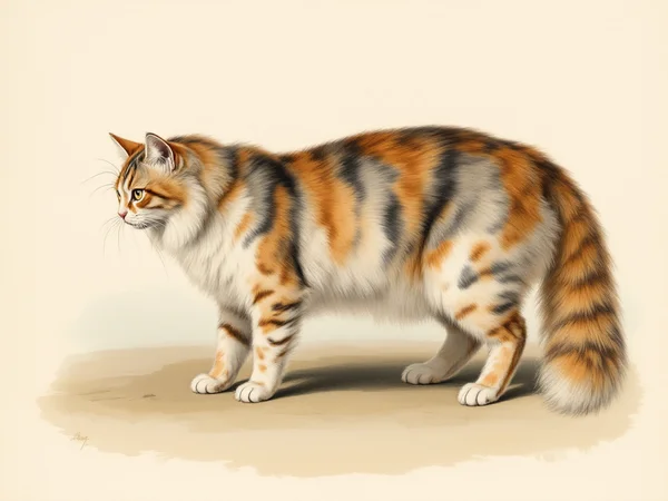 Maine Coon breed illustration in naturalist style
