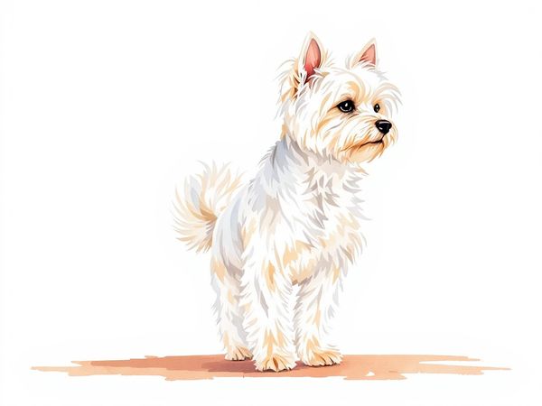 Maltese breed illustration in naturalist style