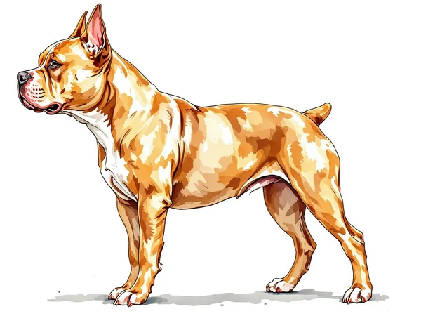American Bully breed illustration in naturalist style