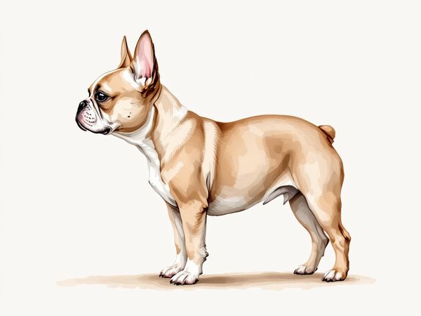 Mini French Bulldog breed illustration in naturalist style