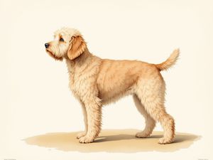 Mini Goldendoodle breed illustration in naturalist style